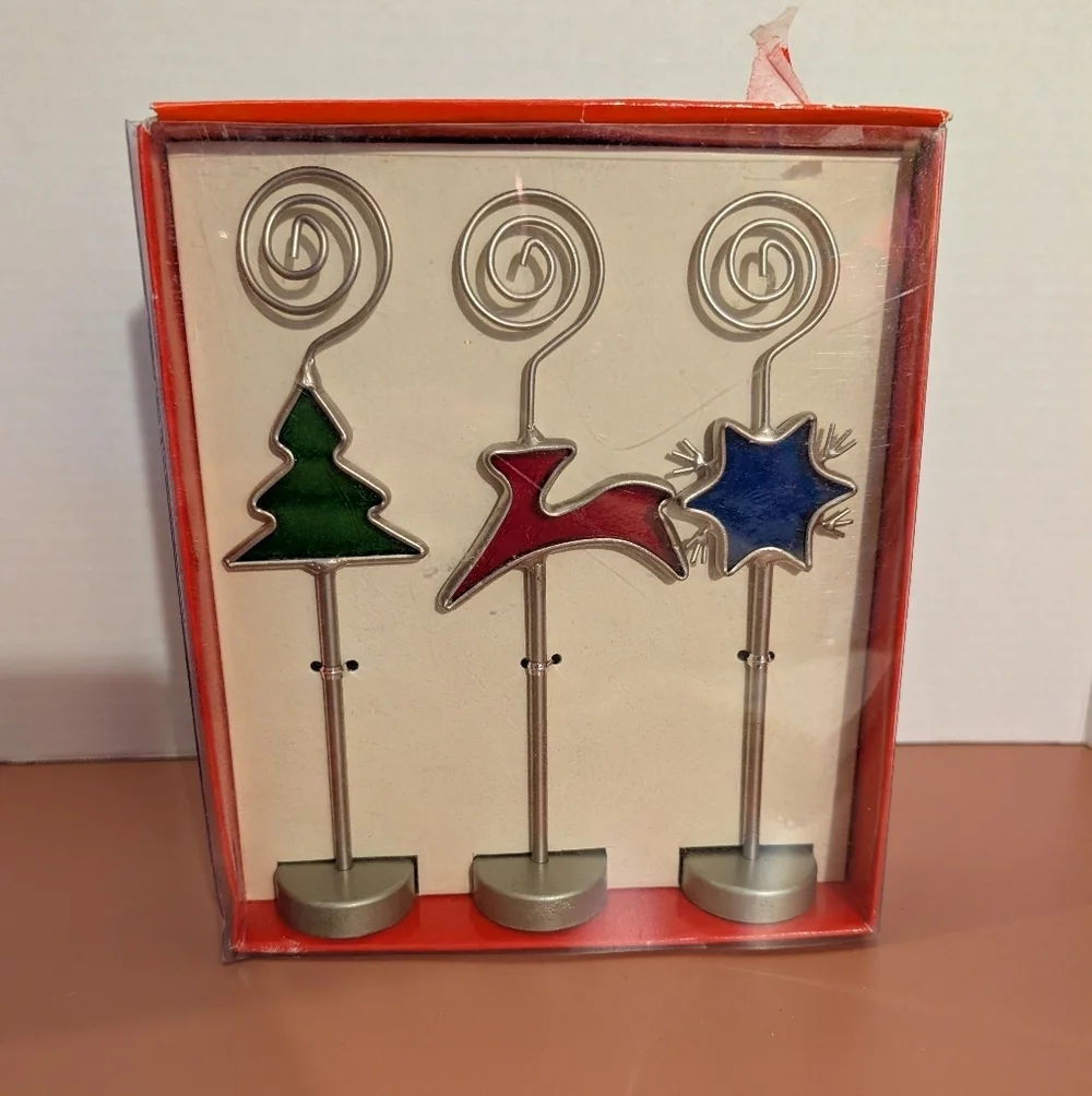 Pier 1 Imports Set of 3 Holiday Photo Holders (Christmas Style)